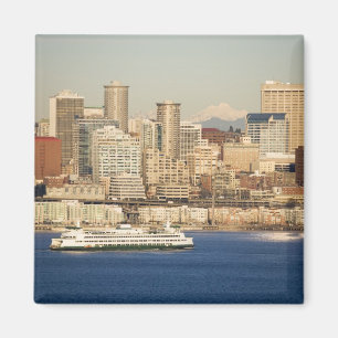 Imán WA, Seattle, horizonte de Seattle y bahía de Ellio