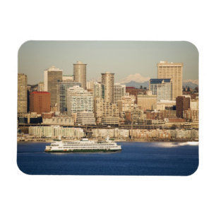 Imán WA, Seattle, horizonte de Seattle y bahía de Ellio