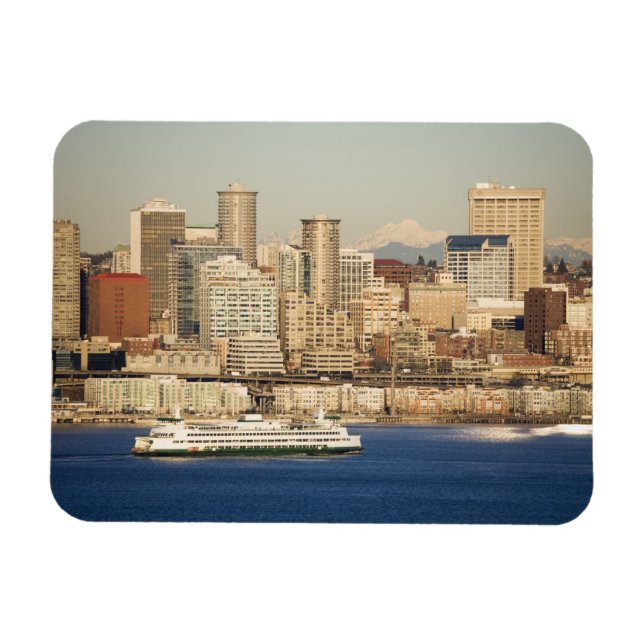 Imán WA, Seattle, horizonte de Seattle y bahía de Ellio (Horizontal)