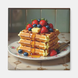 Imán Waffles with Strawberries and Blueberries