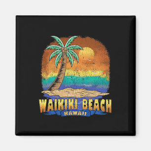 Imán Waikiki Beach Hawaii Vintage Distresage Souvenir