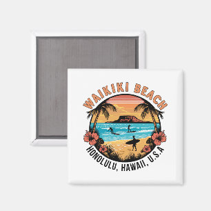 Imán Waikiki Beach Retro Vignette