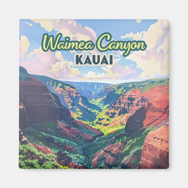 Imán Waimea Canyon Kauai Hawaii Retro (Frente)