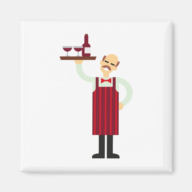 Imán Waiter with Wine (Frente)