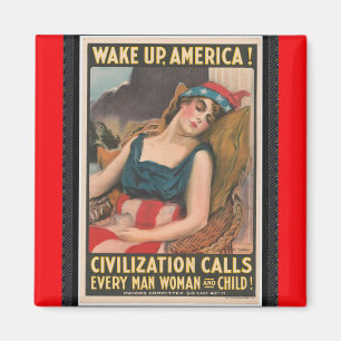 Imán Wake Up America Poster Magnet