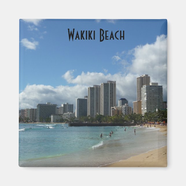 Imán Wakiki Beach Hawaii Photo Magnet Oahu Honolulu (Frente)