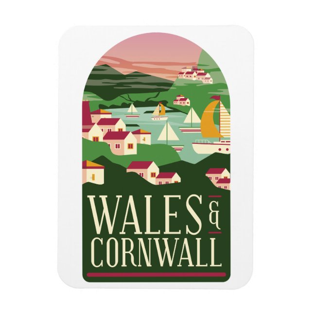 Imán Wales Cornwall Vintage Magnet (Vertical)
