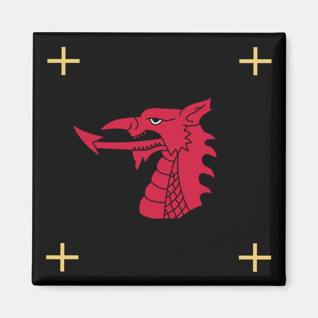 Imán Wales Magnet - Dragón galés y cruces de oro (Frente)