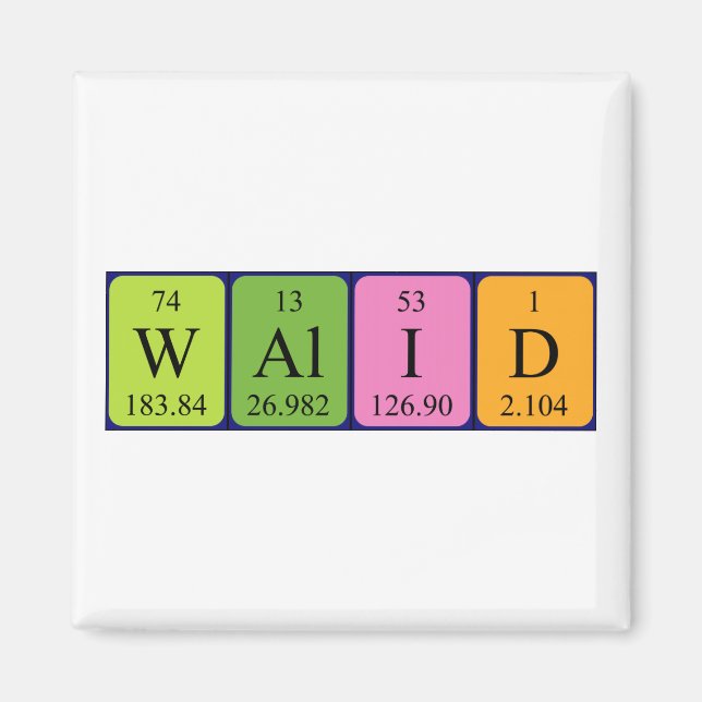 Imán Walid periodic table name magnet (Frente)