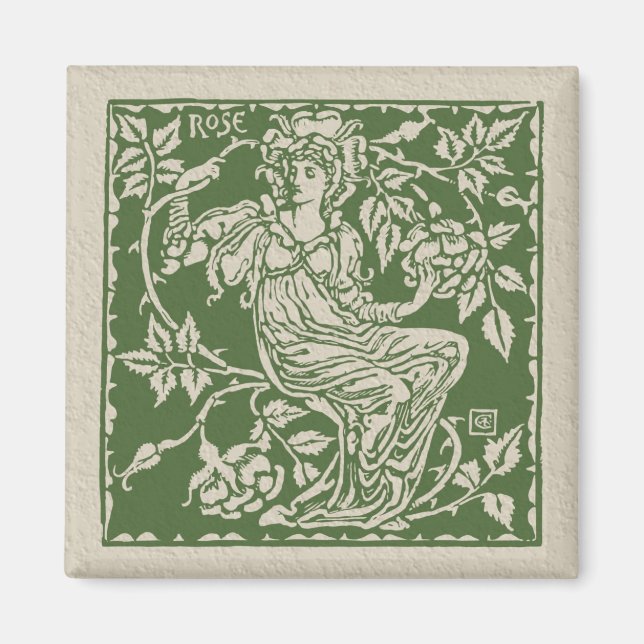 Imán Walter Crane Rosa Tile (Frente)