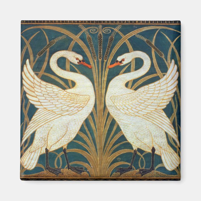 Imán Walter Crane Swan, Rush E Iris Art Nouveau (Frente)