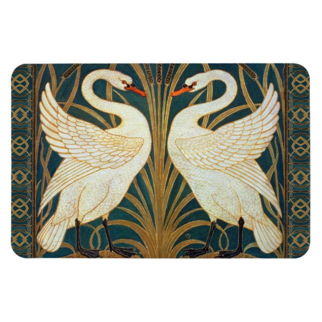 Imán Walter Crane Swan, Rush E Iris Art Nouveau (Horizontal)