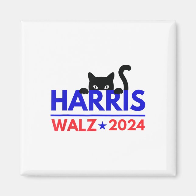 Imán Walz 2024 Funny Cat Election Kamala Harris Tim Wal (Frente)