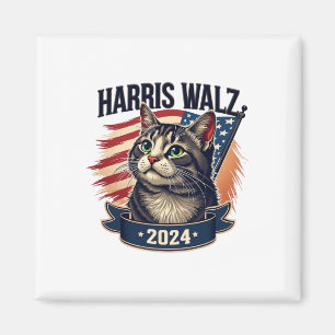 Imán Walz 2024 Gato Divertido Kamala Harris Tim Walz Wa