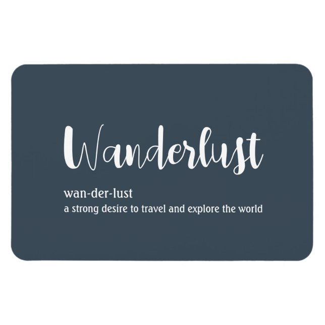 Imán Wanderlust definición color azul blanco (Horizontal)
