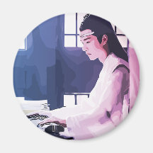 Wangji suave jugando al Zither