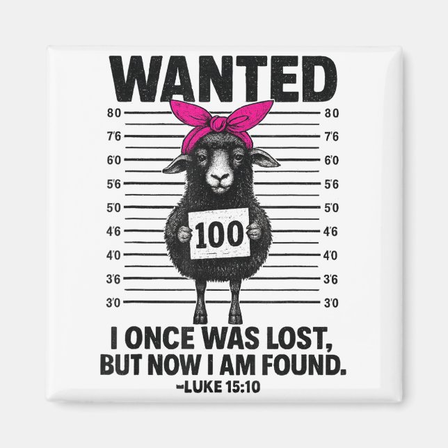 Imán Wanted I Once Was Lost Funny Sheep Quotes Jesus Ch (Frente)