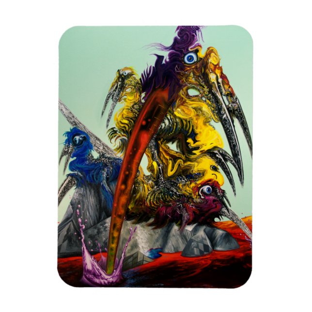 Imán Warlus Visual Art amarillo Rojo Azul estilo (Vertical)