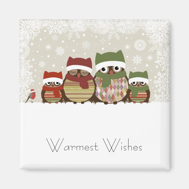 Imán Warmest Wishes Owl Family Magnet (Frente)