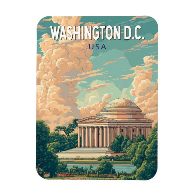 Imán Washington DC Thomas Jefferson Memorial Travel Art (Vertical)