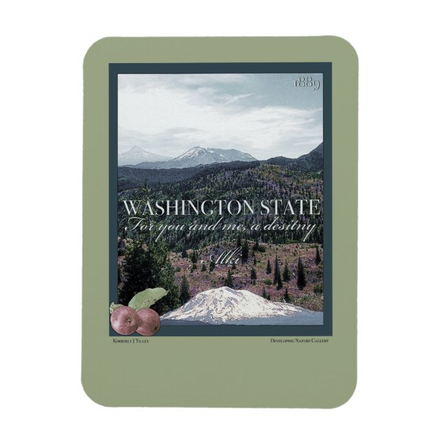 Imán Washington State Poster Art (Vertical)