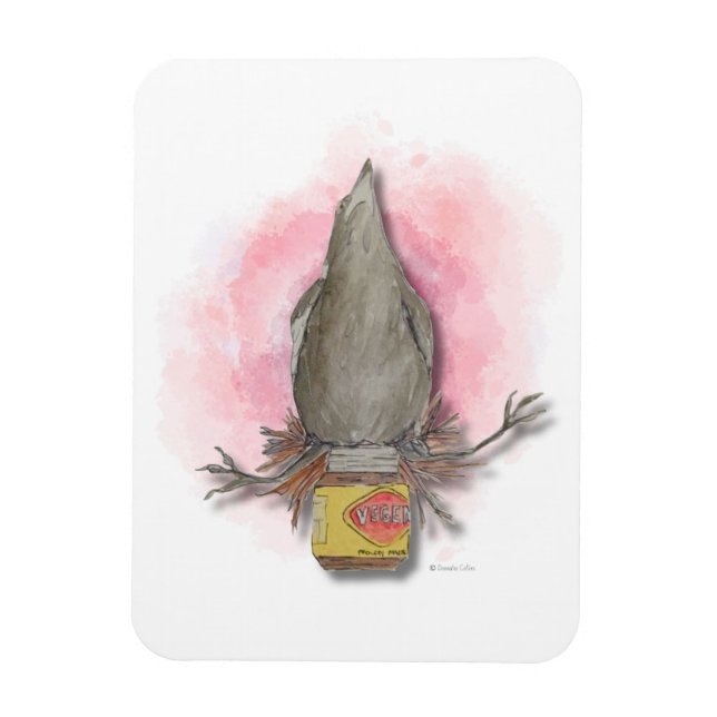 Imán water colour Australian magpie magnet (Vertical)