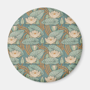 Imán Water Lilies Lily Naturaleza Art Nouveau