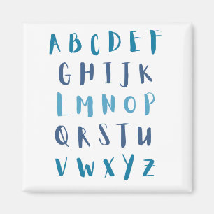 Imán Watercolor Alphabet Blue ABCs Kids Refrigerator