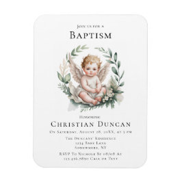 Imán Watercolor Angel Wings Baptism Invite