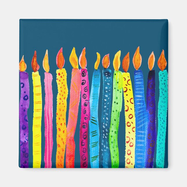 Imán Watercolor birthday candles (Frente)