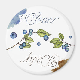 Imán Watercolor Blueberry Clean Dirty Magnet