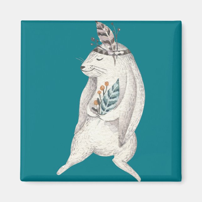 Imán Watercolor Boho Bunny (Frente)