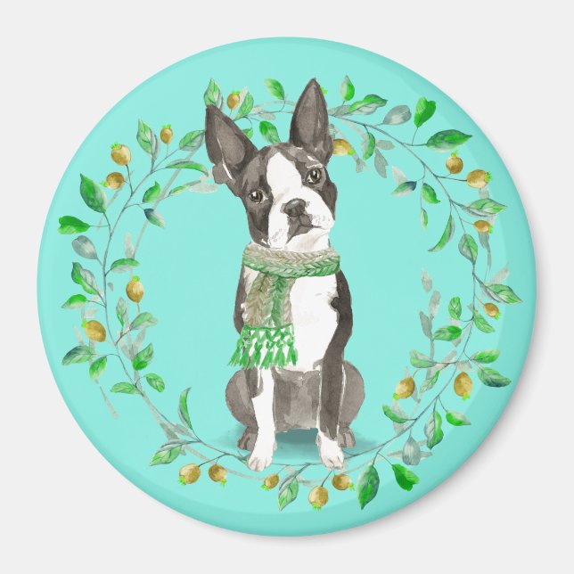Imán Watercolor Boston Terrier Bestie (Frente)