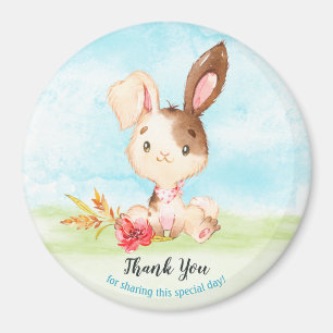 Imán Watercolor Bunny Baby Shower Farm Gracias
