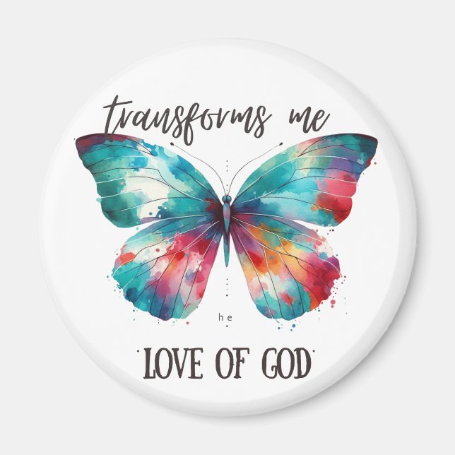 Imán Watercolor butterfly with Christian quote: "God's  (Frente)