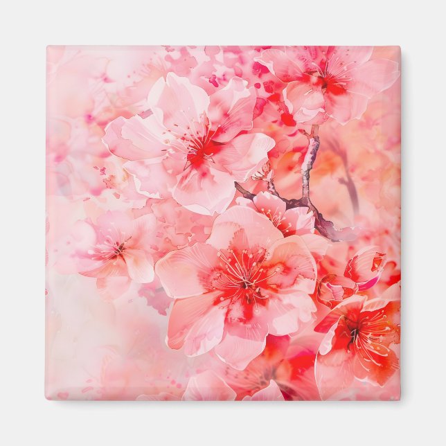 Imán Watercolor Cherry Blossom (Frente)