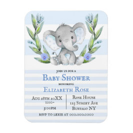 Imán Watercolor Cute Elephant Boy Baby Shower Invita