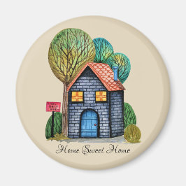 Imán Watercolor Cute Hogar Sweet Home Art