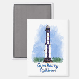 Imán Watercolor del faro de Cape Henry, Virginia