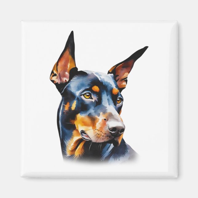 Imán Watercolor Doberman Pinscher (Frente)