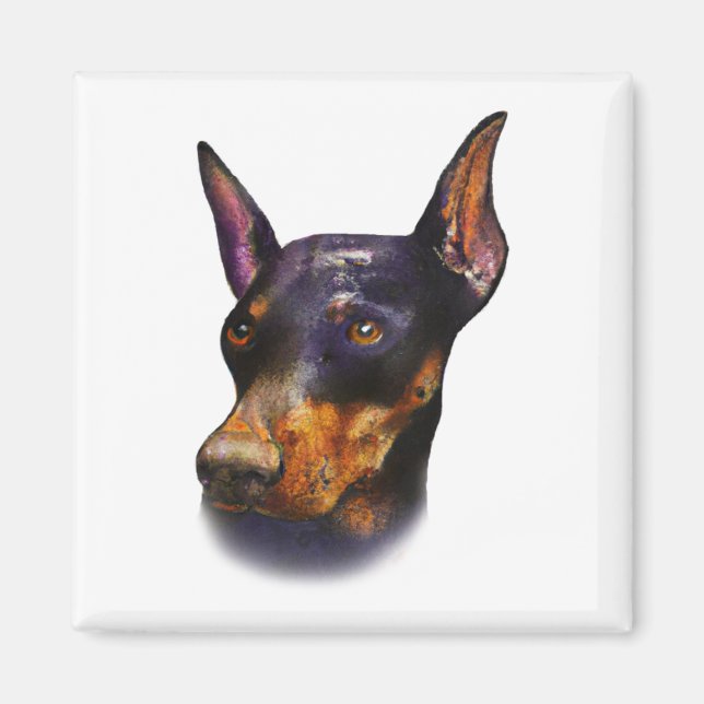 Imán Watercolor Doberman Pinscher (Frente)