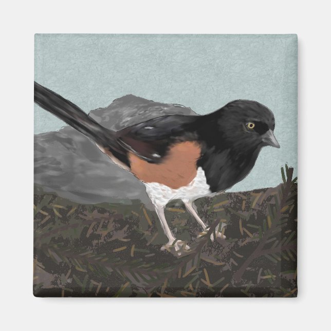 Imán Watercolor Eastern Towhee Magnet (Frente)