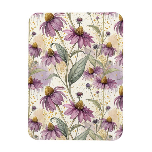 Imán Watercolor Echinacea Purple & Gold (Vertical)