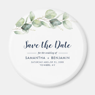 Imán Watercolor Eucalyptus Wedding Save the Date