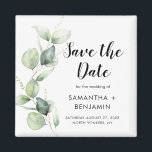 Imán Watercolor Eucalyptus Wedding Save the Date<br><div class="desc">Cute Botanical Watercolor Eucalyptus Wedding salva el imán de fecha que hace un conservador perfecto para tus invitados y será apreciado por años. Reemplace fácilmente los nombres,  la invitación,  la fecha y el lugar para crear un único tipo,  salvo el anuncio de la fecha</div>