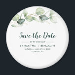 Imán Watercolor Eucalyptus Wedding Save the Date<br><div class="desc">Cute Botanical Eucalyptus Watercolor Wedding ahorra el imán de fecha que hace un conservador perfecto para tus invitados y será apreciado por años</div>