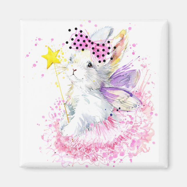 Imán Watercolor Fairy Bunny (Frente)