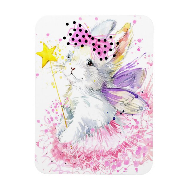Imán Watercolor Fairy Bunny (Vertical)