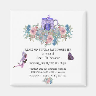 Imán Watercolor Floral Baby Tea Party Invitation
