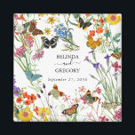 Imán Watercolor Flores silvestres mariposas Boda floral<br><div class="desc">Un bonito diseño boda acuático con flores silvestres y mariposas. Un marco colorido de flores silvestres y mariposas en un jardín florido. Un diseño ideal para las bodas de todo aquel que ame las mariposas coloridas, las flores de acuarela, los ilustraciones de flores silvestres y el arte botánico. También se...</div>